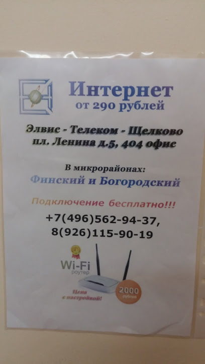 "Elvis Telecom-Schyolkovo" Shchelkovskaya Internet company